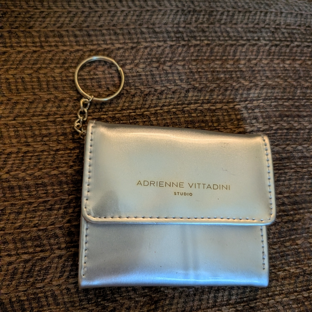 Adrienne Vittadini Silver Metallic Keyring Wallet